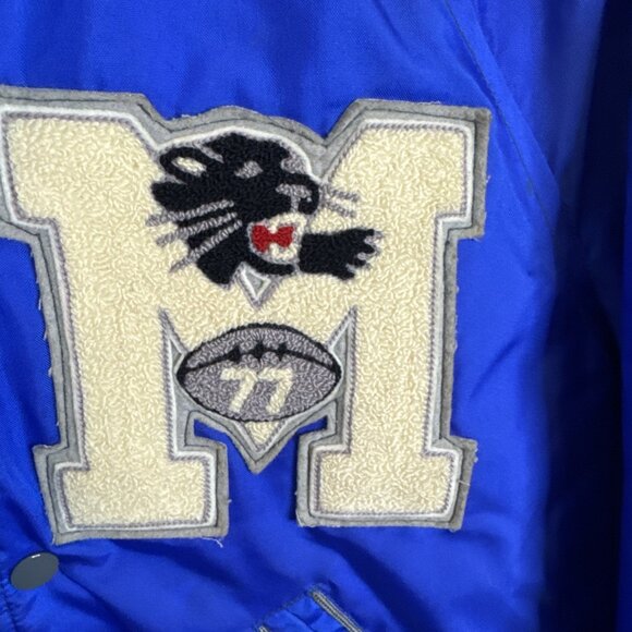 Vintage Women’s 34 Varsity Tiger Bomber Jacket Blue Satin Preppy Cheerleader 70s - Picture 4 of 7